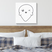 Kawaii Winking Ghost Wrapped Canvas Afdruk (Insitu (Slaapkamer))