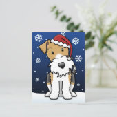 Kawaii Wire Fox Terrier Christmas Briefkaart (Staand voorkant)