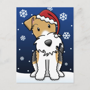 Kawaii Wire Fox Terrier Christmas Briefkaart