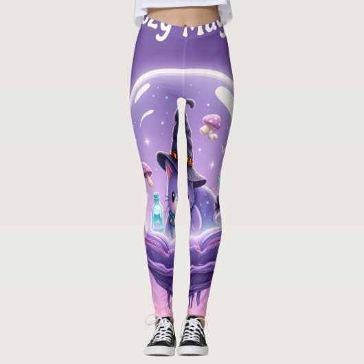 Kawaii Witch Snow Globe Leggings Purple (Devant)