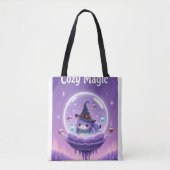 Kawaii Witch Snow Globe Tote Bag Purple (Devant)