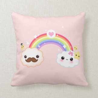 Kawaii-wolkenpaar met regenboog en sterren kussen