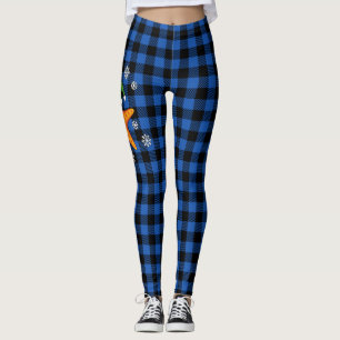 Kawaii Xmas Zeester op Blauw Buffel Patroon Leggings