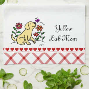 Kawaii Yellow Labrador Cartoon Theedoek