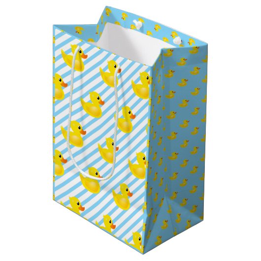 Kawaii Yellow Rubber Duck Pattern Medium Cadeauzakje (Voorkant Gekanteld)