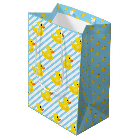 Kawaii Yellow Rubber Duck Pattern Medium Cadeauzakje (Achterkant Gekanteld)