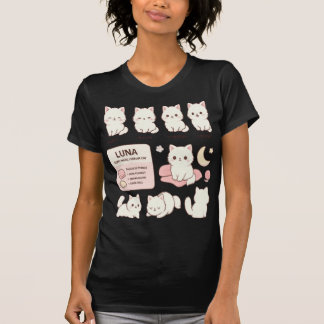 Kawaii Zachte Witte Kat Karakterblad Kunst T-shirt