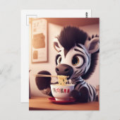 Kawaii Zebra eten Ramen Briefkaart (Voorkant / Achterkant)