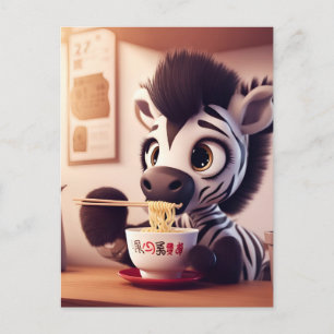 Kawaii Zebra eten Ramen Briefkaart
