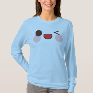 Kawaii Zoete Knipperende Ogen Gezicht Blij Vriend T-shirt