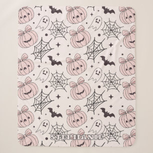 Kawaii Zoete Roze Griezelige Halloween Patroon Sherpa Deken