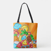 Kawaii Zomer Doodles Zonne Strand en Tropisch Draagtas (Achterkant)