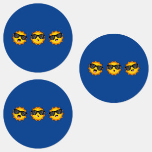 Kawaii Zon met Zonnebril Happy Emoji Faces Labels