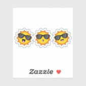 Kawaii Zon met Zonnebril Happy Emoji Faces Sticker (Vel)