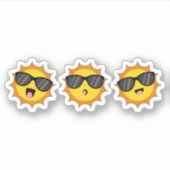 Kawaii Zon met Zonnebril Happy Emoji Faces Sticker (Voorkant)