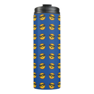 Kawaii Zon met Zonnebril Happy Emoji Faces Thermosbeker