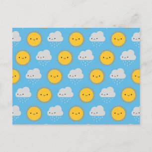 Kawaii Zon & Regen Briefkaart