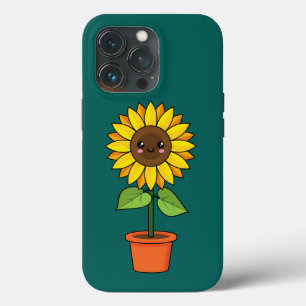 Kawaii Zonnebloem Plant in een pot iPhone 13 Pro Hoesje