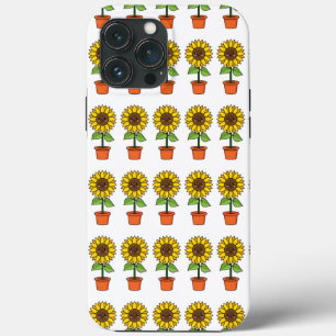 Kawaii Zonnebloem Plant in een pot iPhone 13 Pro Max Hoesje