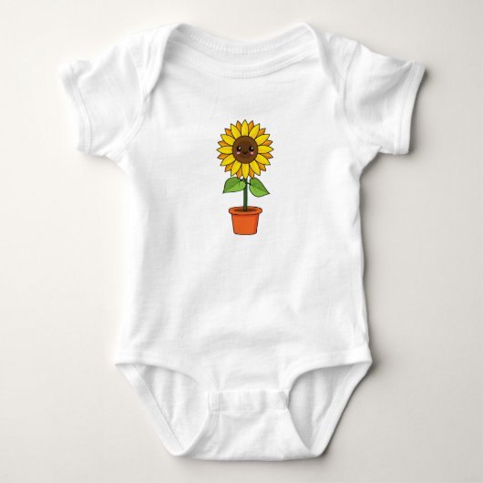 Kawaii Zonnebloem Plant in een pot Romper (Voorkant)