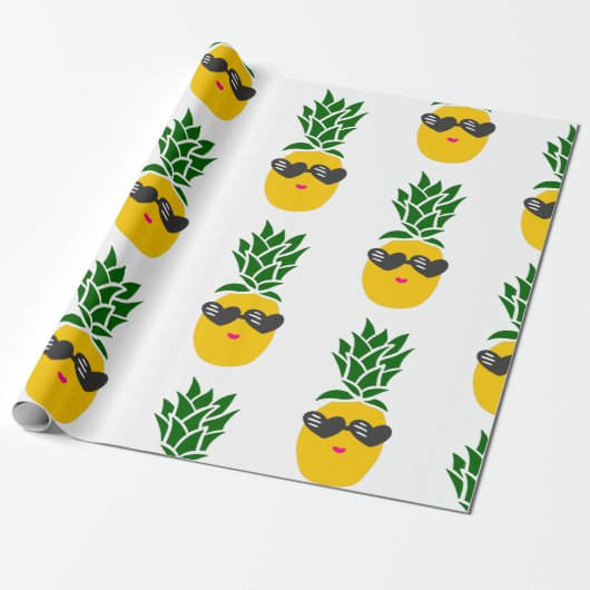 kawaii - zonnebril met hartvorm - ananas zwart cadeaupapier (Uitgerold)