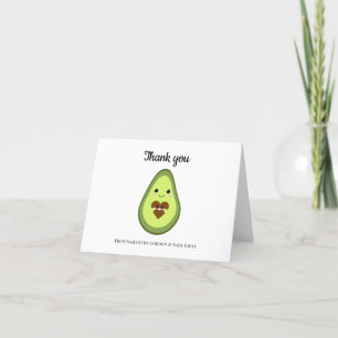 Kawaii Zwangere Avocado Dank u Baby shower Bedankkaart