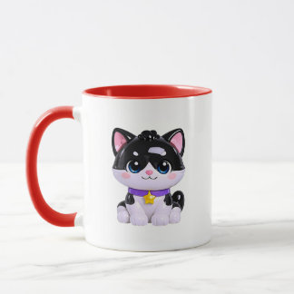 Kawaii Zwart Witte Kitten Schattig Mok