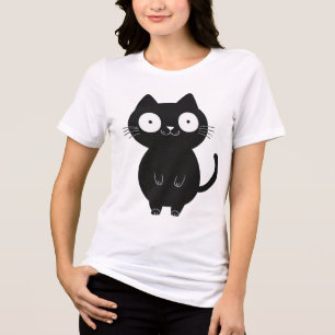Kawaii Zwarte Kat Cute Eenvoudig Cartoon Kat Ontwe Tri-Blend Shirt