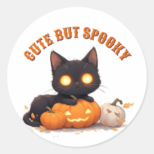 Kawaii Zwarte Kat Trick Or Treat Halloween 🎃 Ronde Sticker