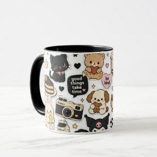Kawaii zwarte katten Mok – Cute Positive Vibes Wra