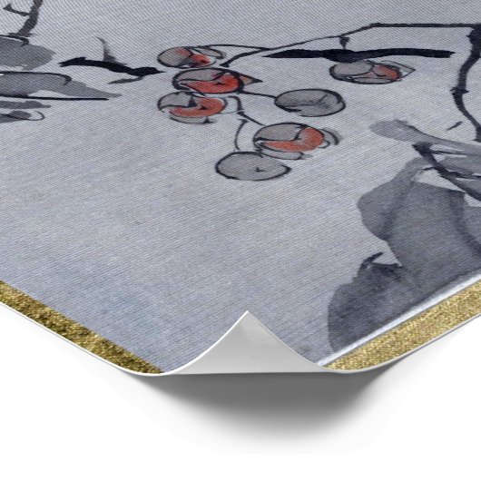 Kawanabe Kyōsai Bird en Frog Poster (Hoek)