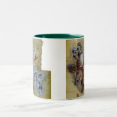 kawanabe kyosai, Tanuki and monster cat Tweekleurige Koffiemok (Center)