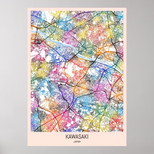 Kawasaki Japan City Map Poster (Voorkant)