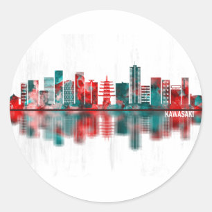 Kawasaki Japan Skyline Ronde Sticker