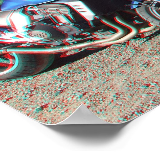 Kawasaki Z1000 3D Anaglyph-poster Poster (Hoek)