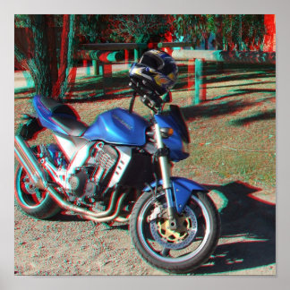 Kawasaki Z1000 3D Anaglyph-poster Poster
