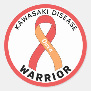 Kawasaki Ziekte Warrior Ribbon White Ronde Sticker