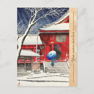 Kawase Hasui Snow bij Ueno Kiyomizudo hanga art Briefkaart
