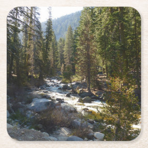 Kaweah rivier in Sequoia National Park Vierkante Kartonnen Onderzetter