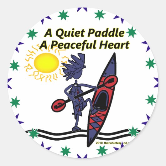 Kayak A Quiet Paddle Waves Ronde Sticker (Voorkant)
