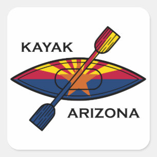 Kayak Arizona Flag Vierkante Sticker