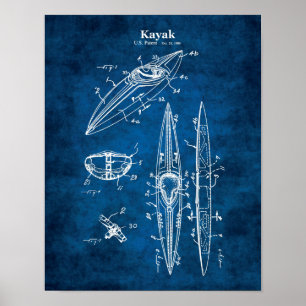 Kayak Blueprint Lakehouse Wall Decor Poster
