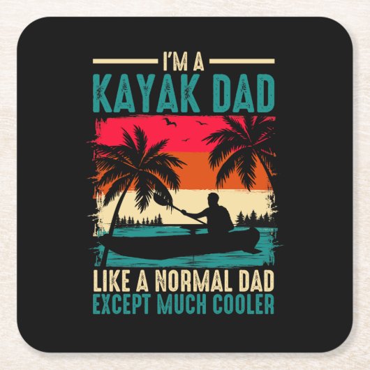 Kayak Dad Vierkante Kartonnen Onderzetter (Voorkant)