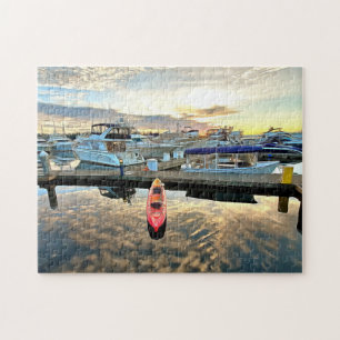 Kayak die over wolken drijft en zonneschijn legpuzzel