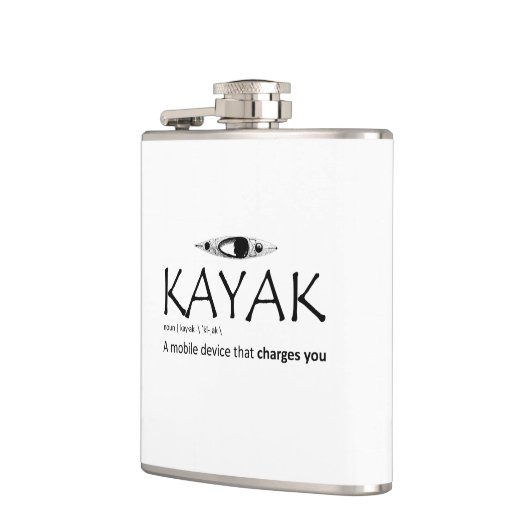 Kayak, een mobiel apparaat dat je oplaadt heupfles (Links)