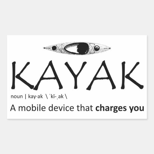 Kayak, een mobiel apparaat dat je oplaadt rechthoekige sticker (Voorkant)