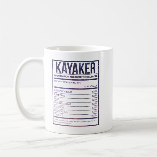 Kayak Funny Kayaking Nutrition Label Koffiemok (Links)