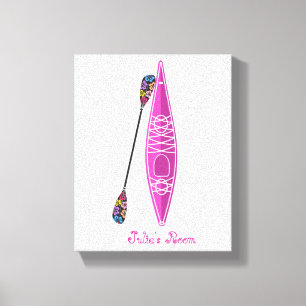 Kayak Girl Stretched Canvas Afdrukken