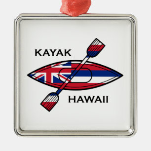 Kayak Hawaii Flag Metalen Ornament