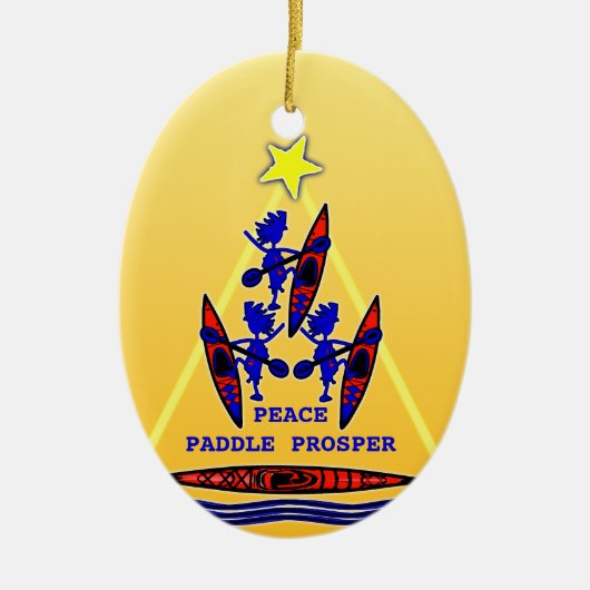 Kayak Holiday Paddle ~ Peace Paddle Prosper Cerami Keramisch Ornament (Voorkant)
